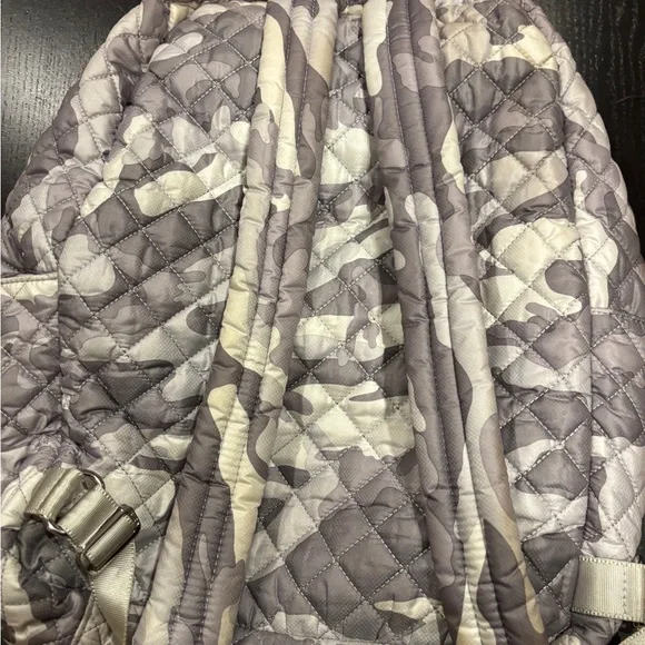 MZ Wallace Quilted Camouflage Backpack - Gray and Cream - Picture 4 of 6